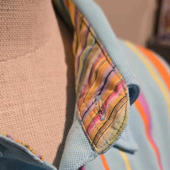 Paul Smith Light Blue Polo with Multicolor Stripes - Picture 4 of 10